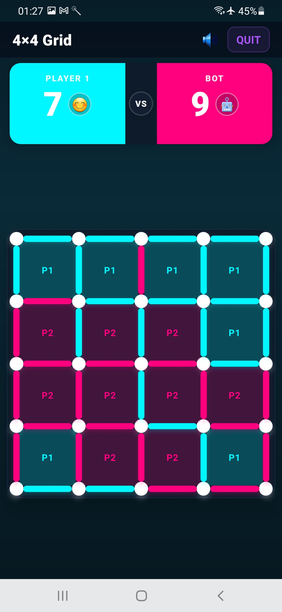 Bot play — game in progress against AI